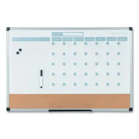 3-in-1 Calendar Planner, 36 X 24, White Surface, Silver Aluminum Frame