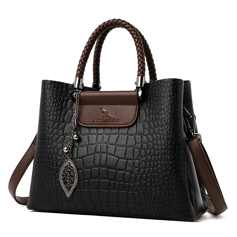 3 Layers pu leather animal texture handbag
