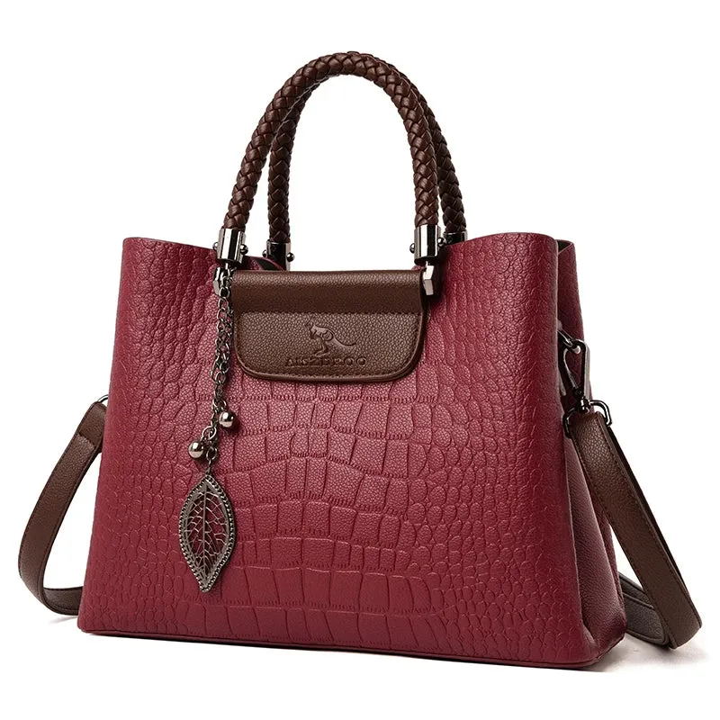 3 Layers pu leather animal texture handbag