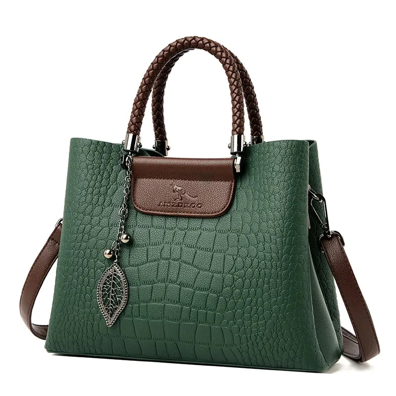 3 Layers pu leather animal texture handbag