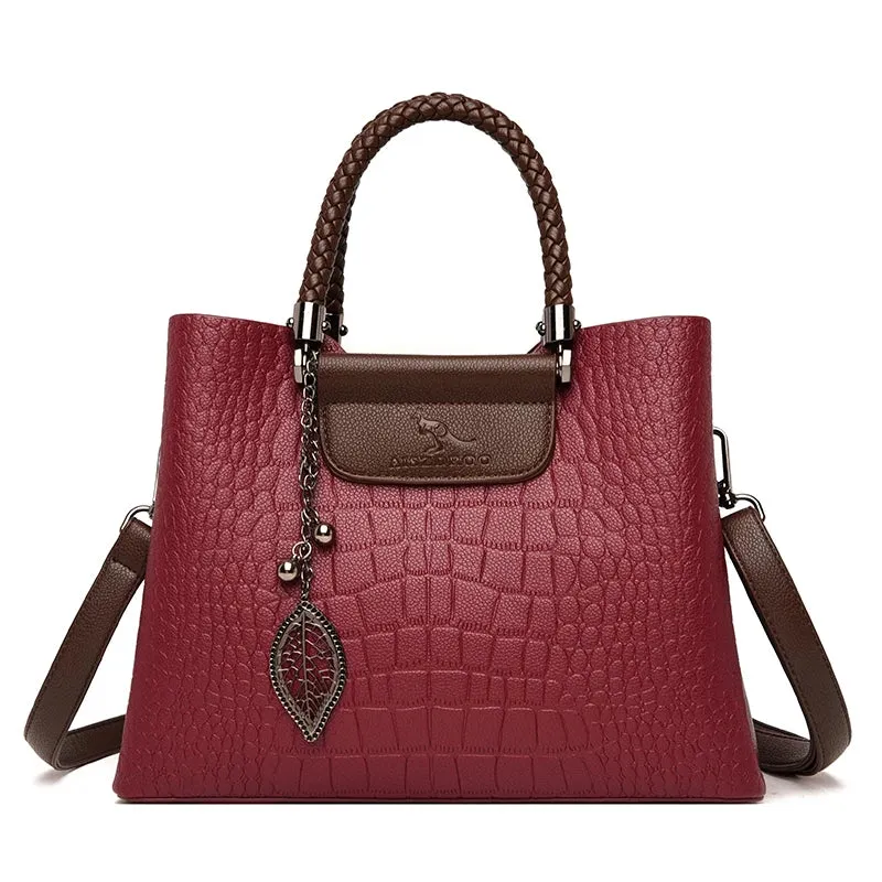3 Layers pu leather animal texture handbag