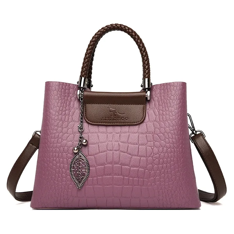 3 Layers pu leather animal texture handbag