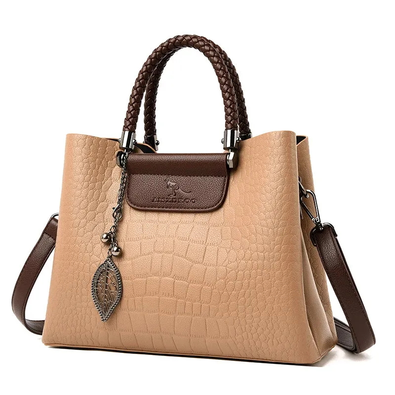 3 Layers pu leather animal texture handbag