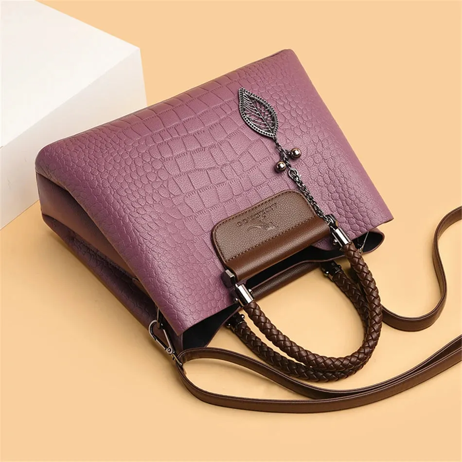 3 Layers pu leather animal texture handbag