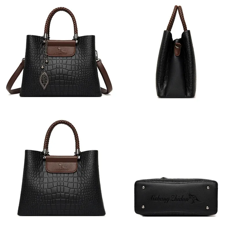 3 Layers pu leather animal texture handbag