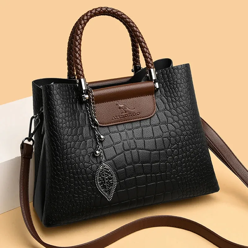 3 Layers pu leather animal texture handbag