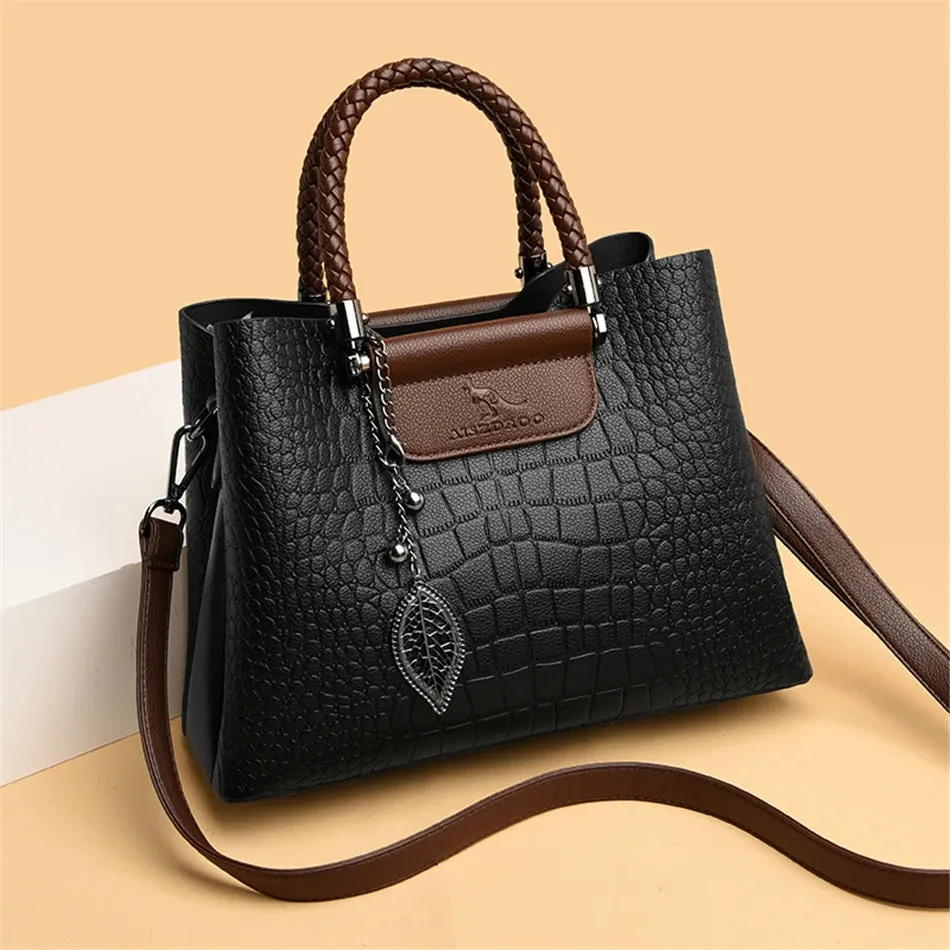 3 Layers pu leather animal texture handbag