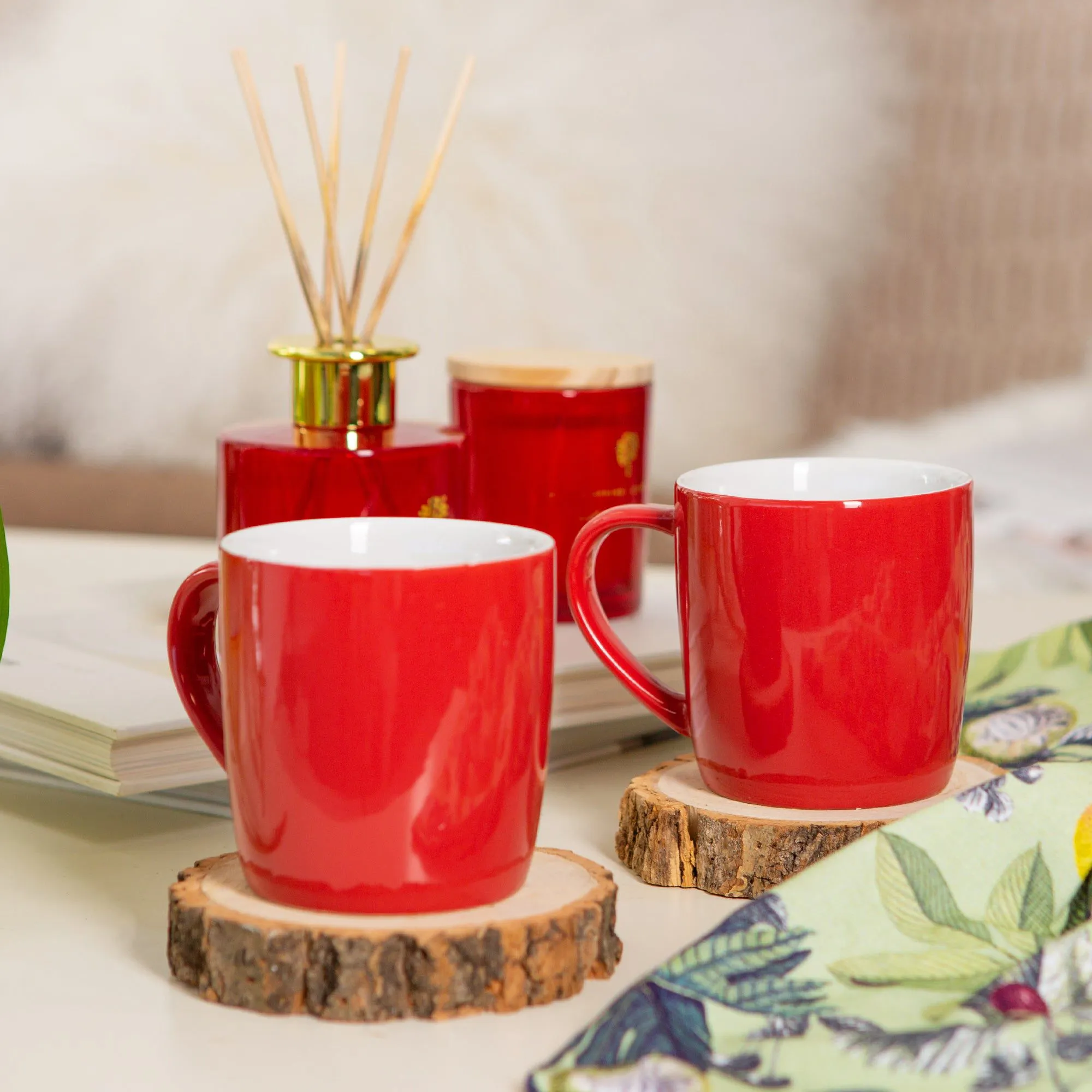 350ml Coloured Coffee Mugs - Pack of Six - By Argon Tableware