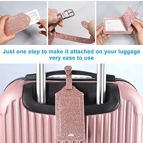 AC dream Luggage Tags 2 Pack, Leather Suitcase Tags Identifiers