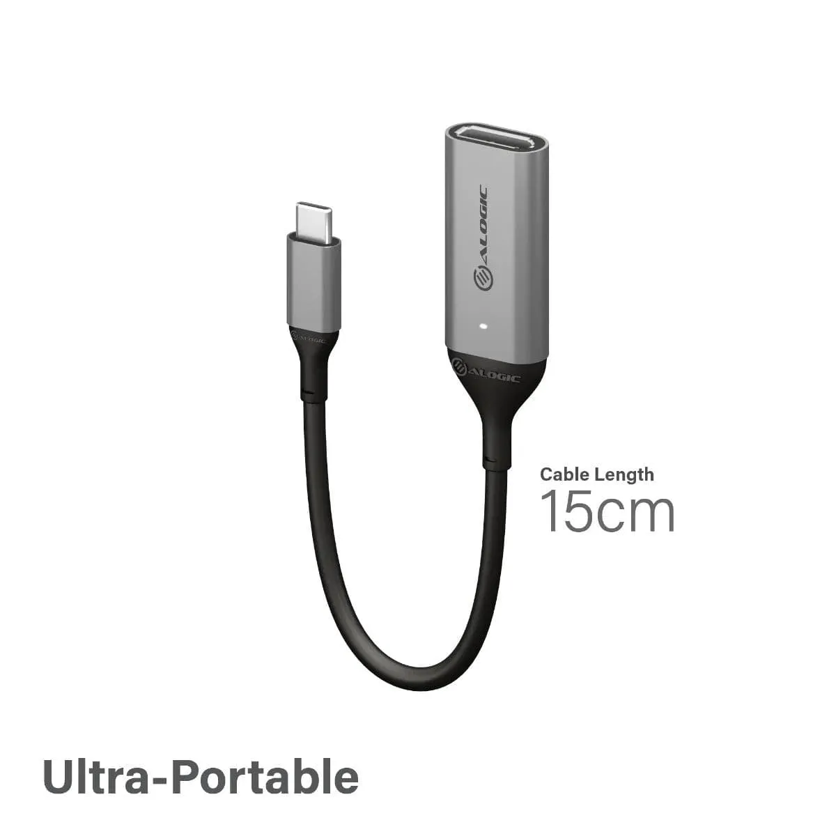 ALOGIC Ultra 4K 60Hz USB-C (Male) to DisplayPort (Female) Adapter - Grey, 15cm
