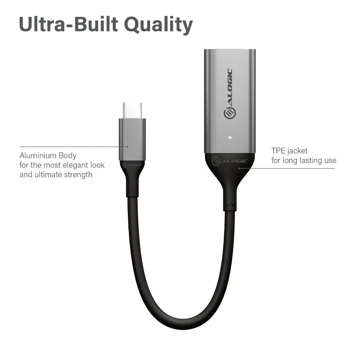 ALOGIC Ultra 4K 60Hz USB-C (Male) to DisplayPort (Female) Adapter - Grey, 15cm