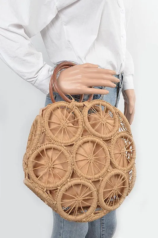 Bamboo Orange Weaved Cording Summer Clutch Handbag