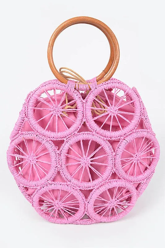 Bamboo Orange Weaved Cording Summer Clutch Handbag
