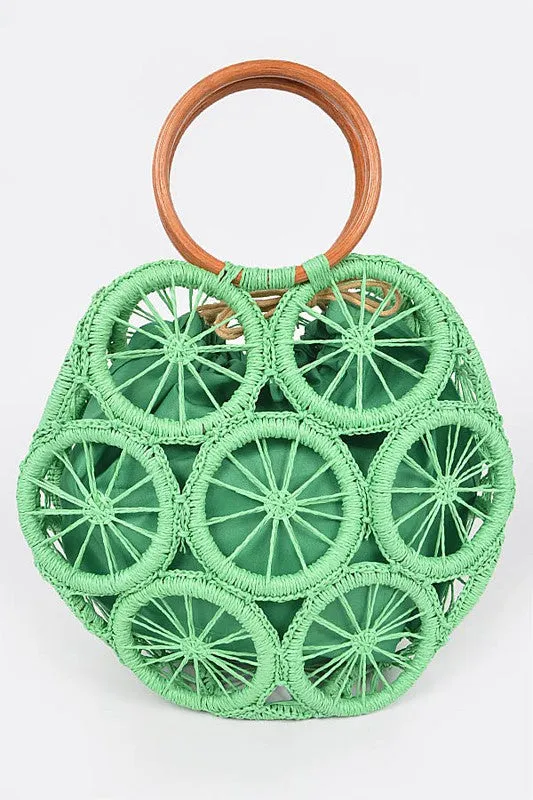Bamboo Orange Weaved Cording Summer Clutch Handbag