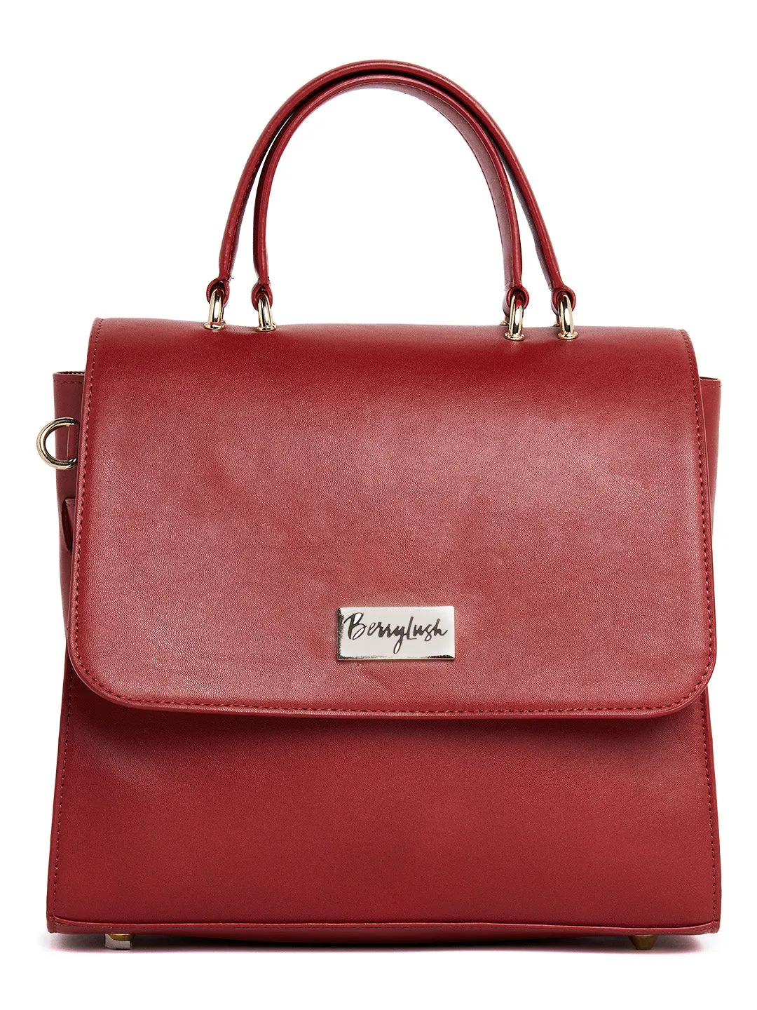 Berrylush Women Solid Red Detachable Sling Strap PU Regular Handheld Bag