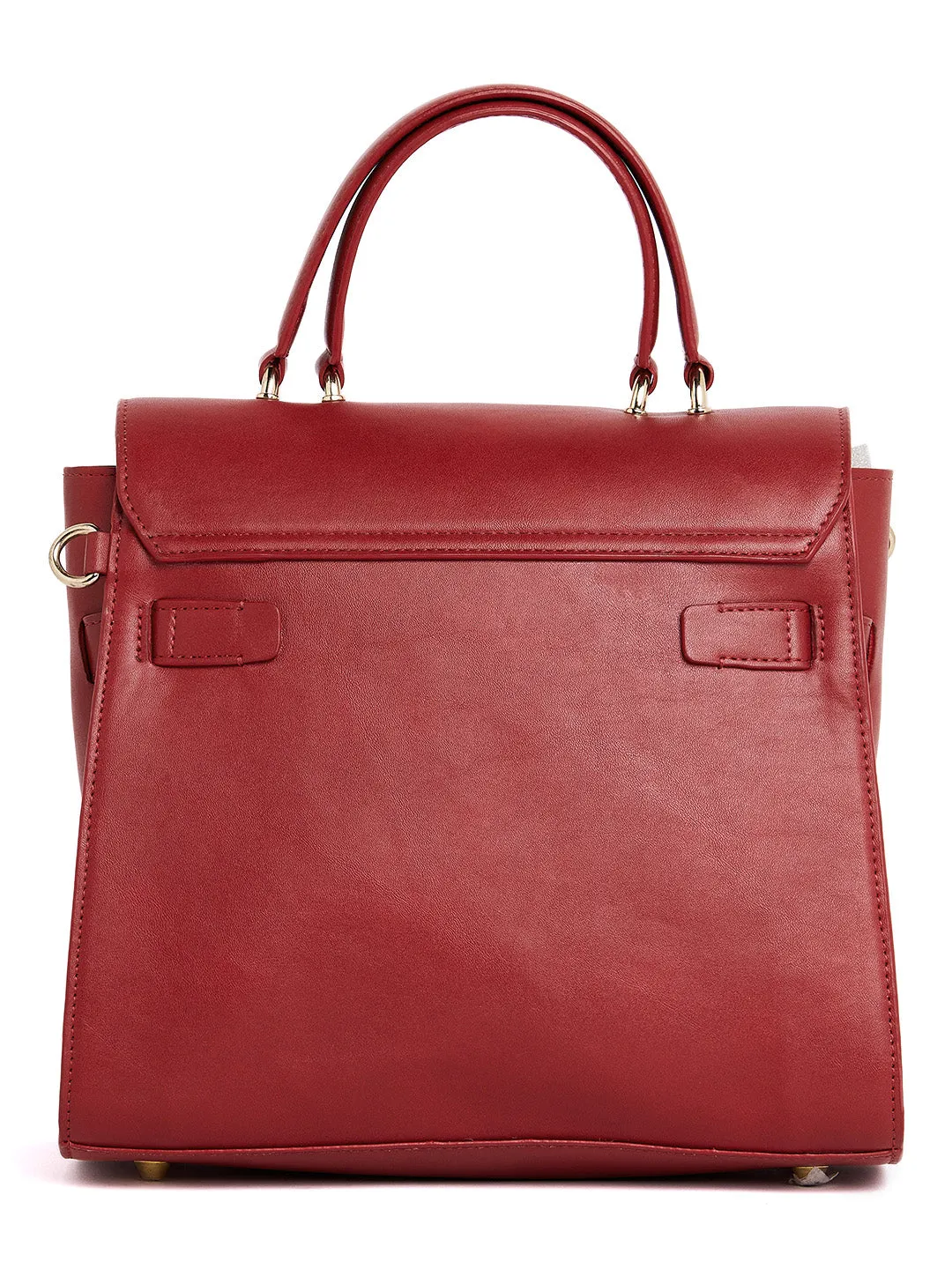 Berrylush Women Solid Red Detachable Sling Strap PU Regular Handheld Bag