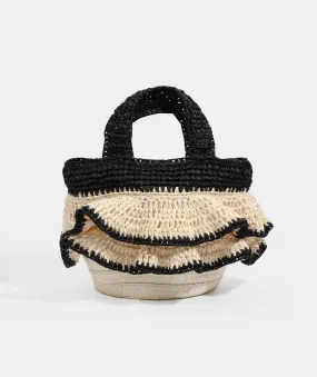 Black Ruffle Detail Bag with Cross Body Strap