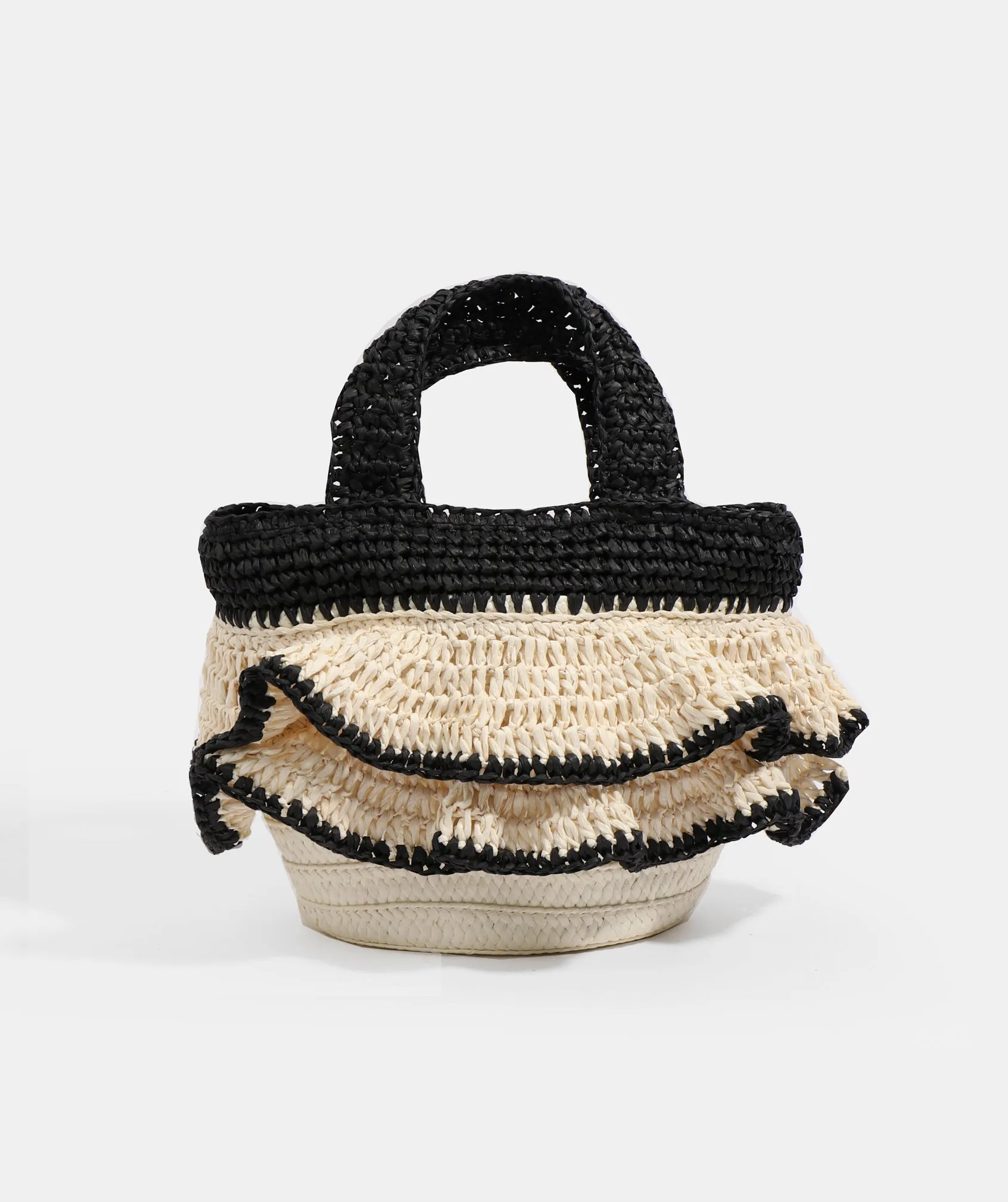 Black Ruffle Detail Bag with Cross Body Strap