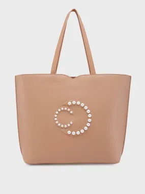 Caprese Pink Cloud Tote Medium Solid Women'S Office Handbag Brown