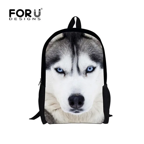 Cool Pet Dog Husky Children Backpack 3D Animal Printing Travel Daypack