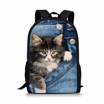 Cool Pet Dog Husky Children Backpack 3D Animal Printing Travel Daypack