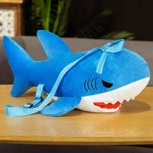 Cute Blue Shark Plush Backpack for Kids - Ideal for Travel & School