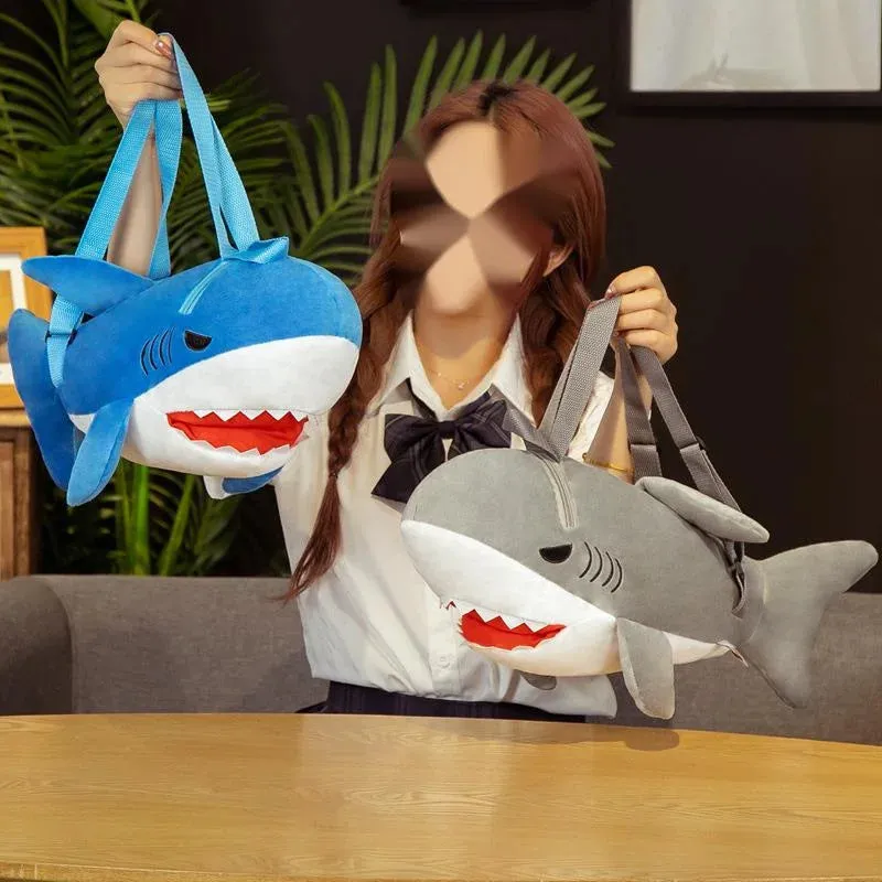 Cute Blue Shark Plush Backpack for Kids - Ideal for Travel & School