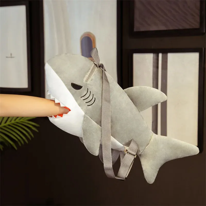 Cute Blue Shark Plush Backpack for Kids - Ideal for Travel & School