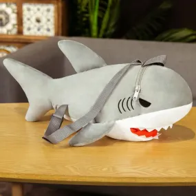 Cute Blue Shark Plush Backpack for Kids - Ideal for Travel & School