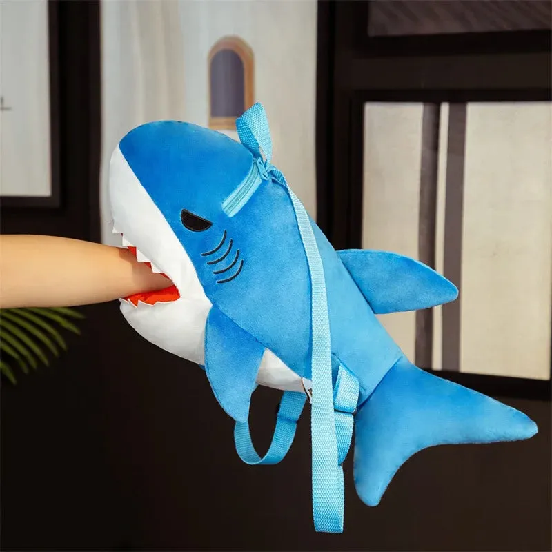 Cute Blue Shark Plush Backpack for Kids - Ideal for Travel & School