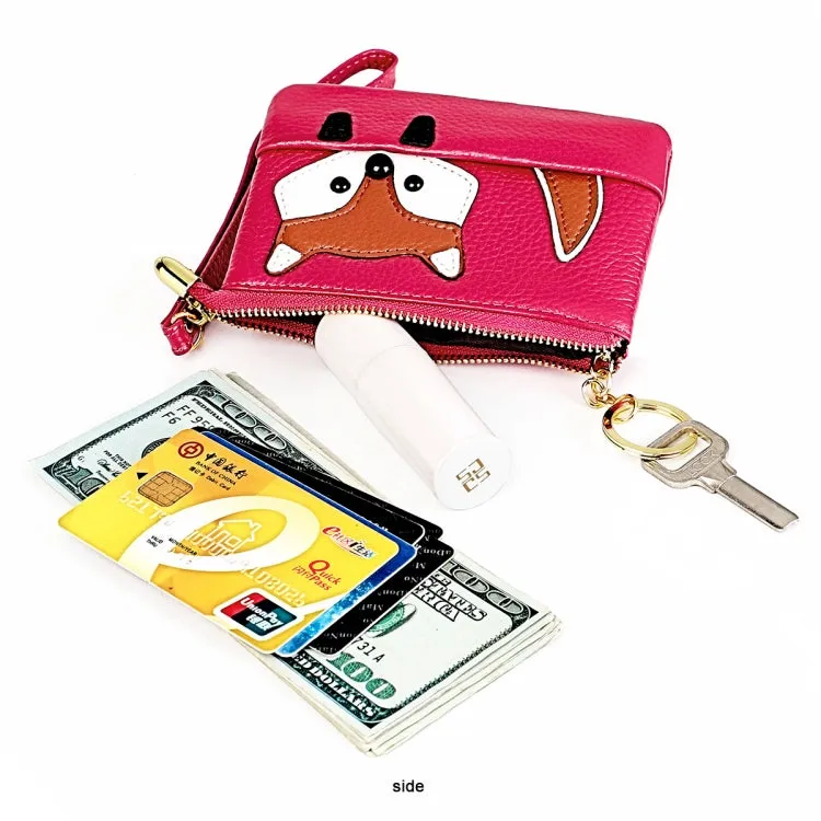Cute Mini Leather Fox Handbag with Sewing Thread and Key Case for Ladies