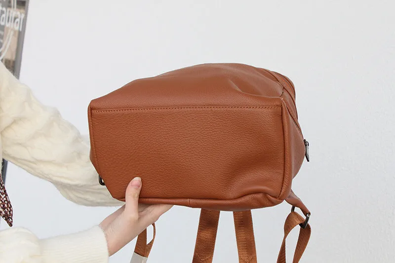 Cute Womens Small Black Leather Backpack Bags Rucksack For Women