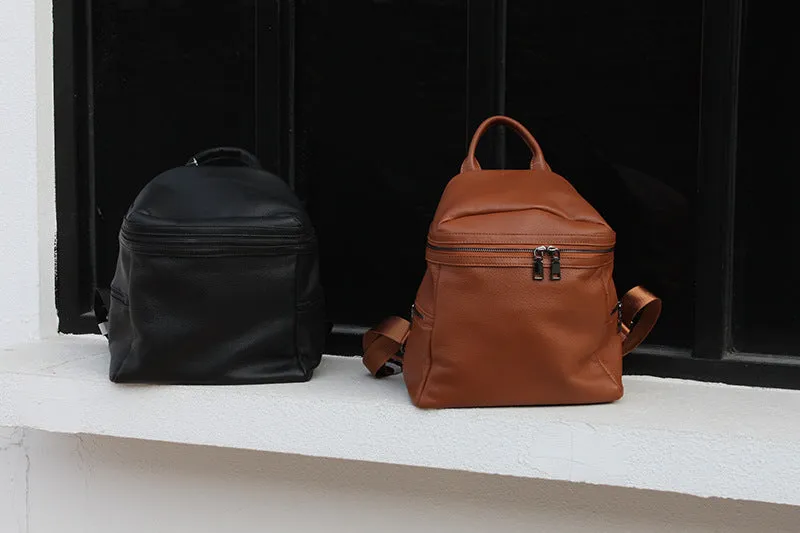 Cute Womens Small Black Leather Backpack Bags Rucksack For Women