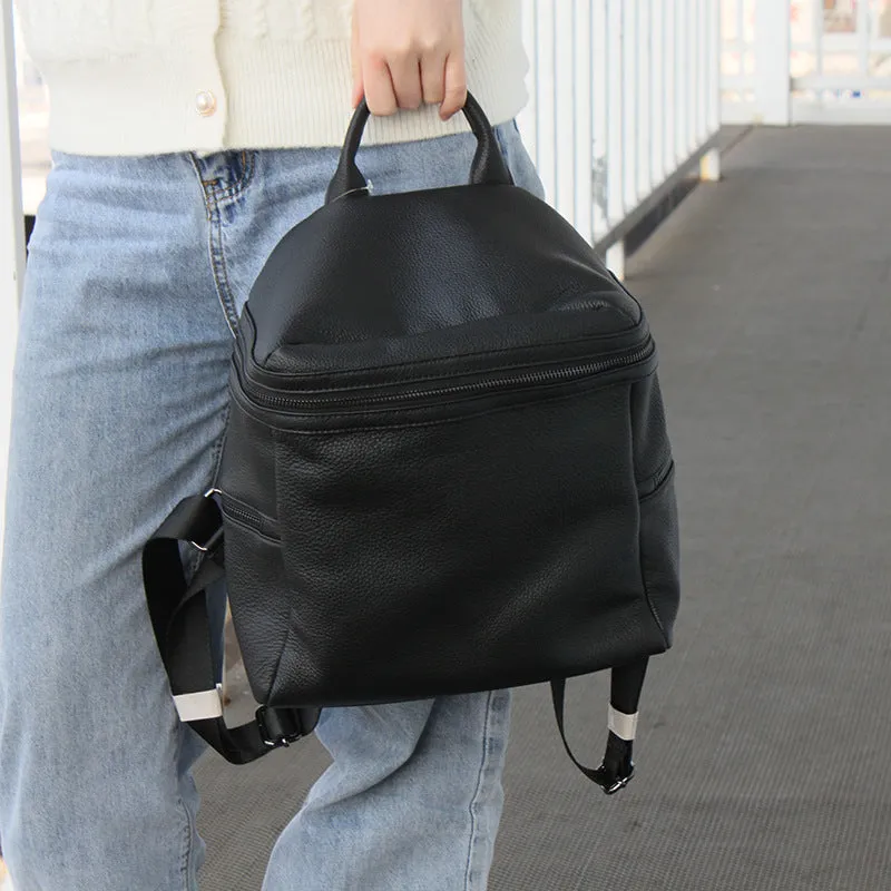 Cute Womens Small Black Leather Backpack Bags Rucksack For Women