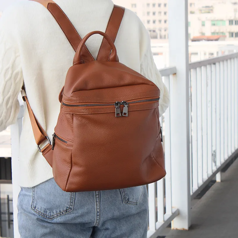 Cute Womens Small Black Leather Backpack Bags Rucksack For Women