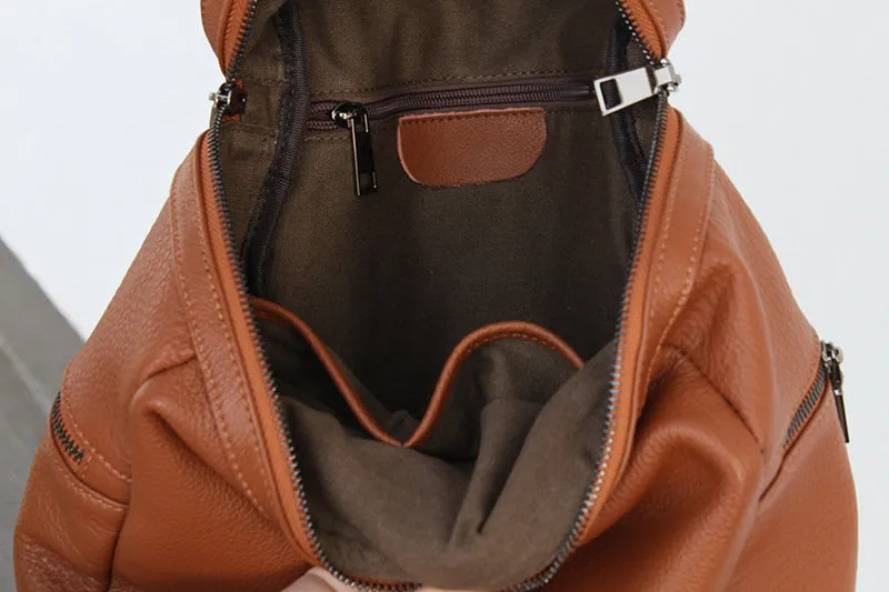 Cute Womens Small Black Leather Backpack Bags Rucksack For Women
