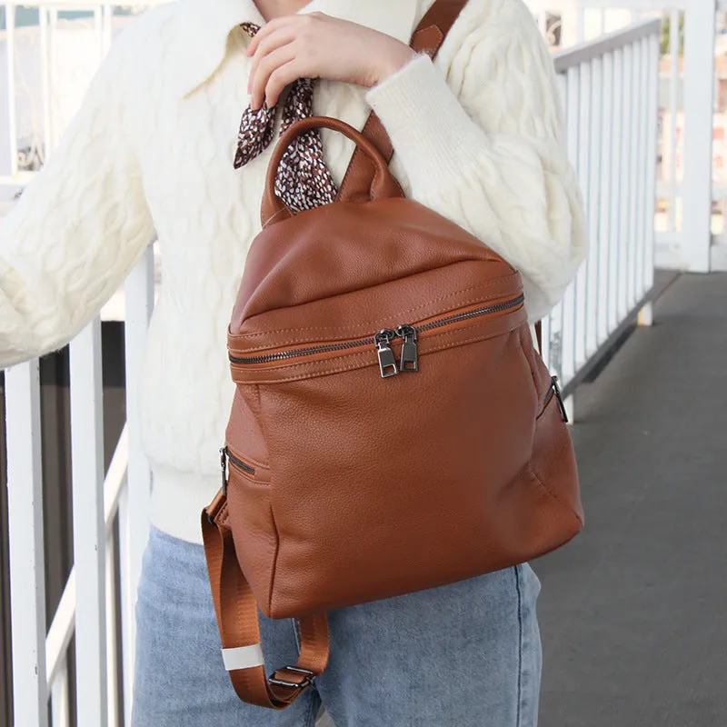 Cute Womens Small Black Leather Backpack Bags Rucksack For Women