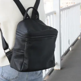 Cute Womens Small Black Leather Backpack Bags Rucksack For Women