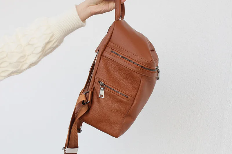 Cute Womens Small Black Leather Backpack Bags Rucksack For Women