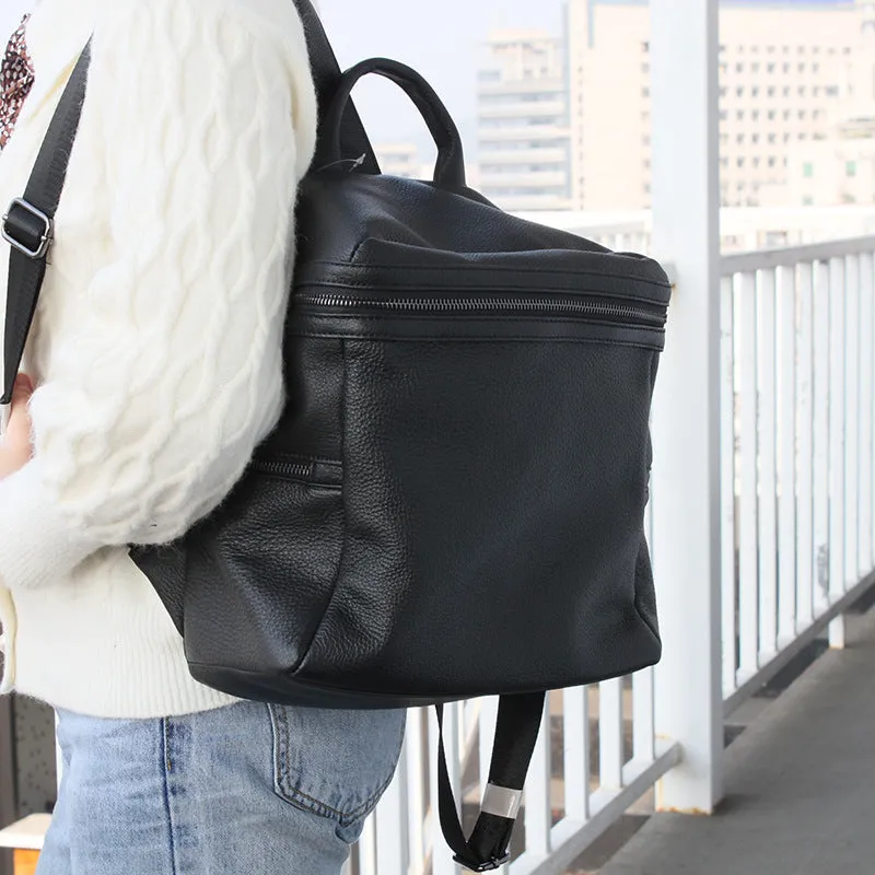 Cute Womens Small Black Leather Backpack Bags Rucksack For Women