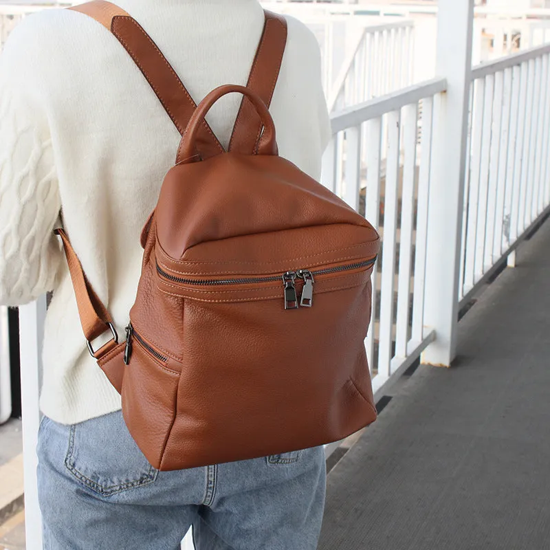 Cute Womens Small Black Leather Backpack Bags Rucksack For Women