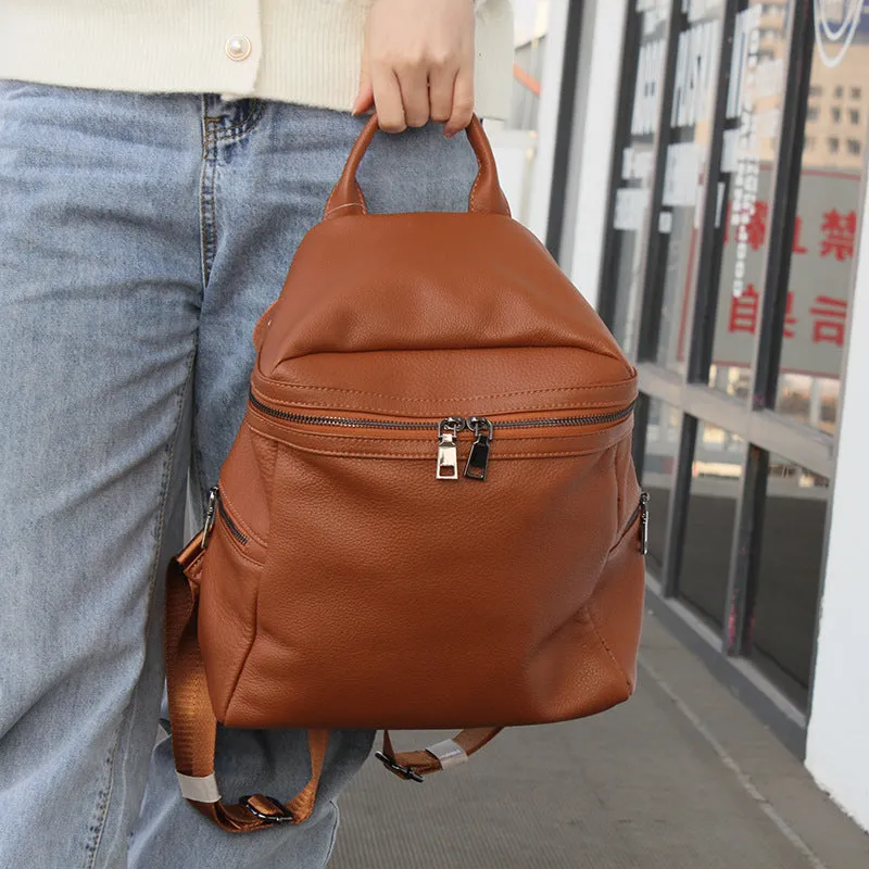 Cute Womens Small Black Leather Backpack Bags Rucksack For Women