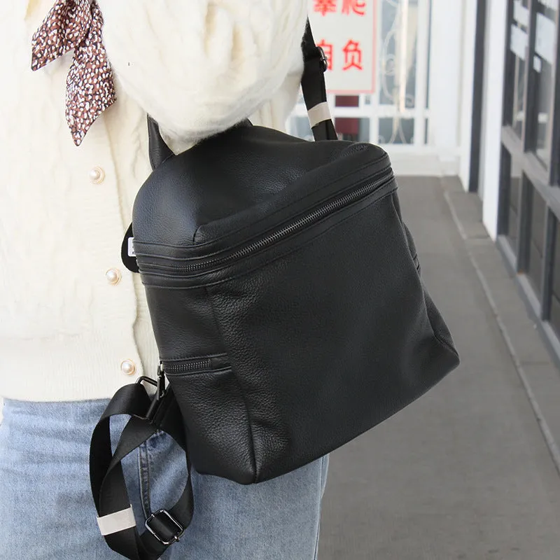 Cute Womens Small Black Leather Backpack Bags Rucksack For Women