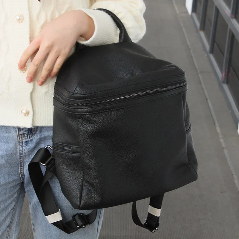 Cute Womens Small Black Leather Backpack Bags Rucksack For Women