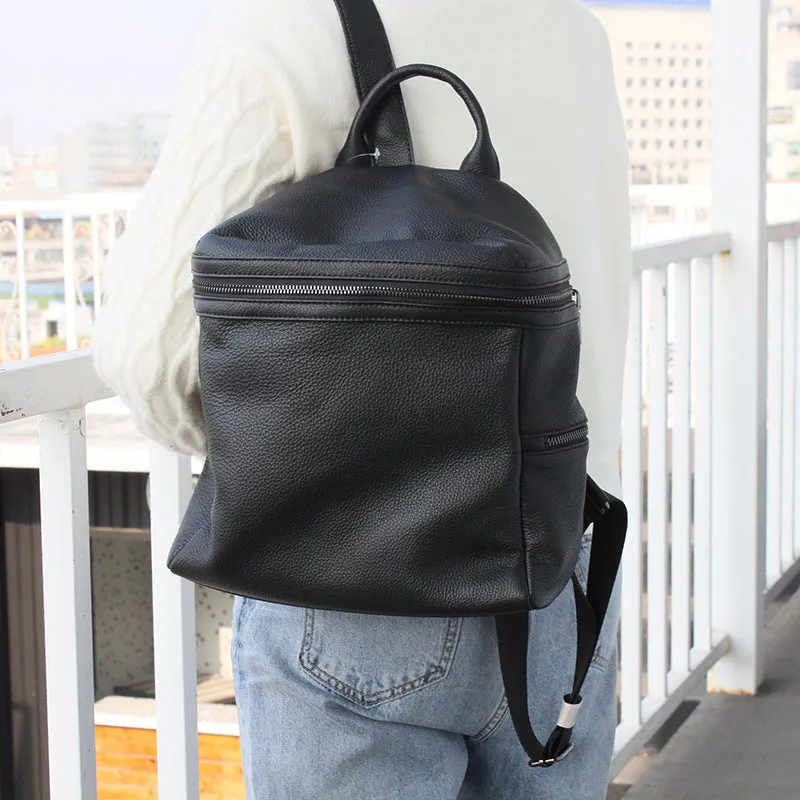 Cute Womens Small Black Leather Backpack Bags Rucksack For Women