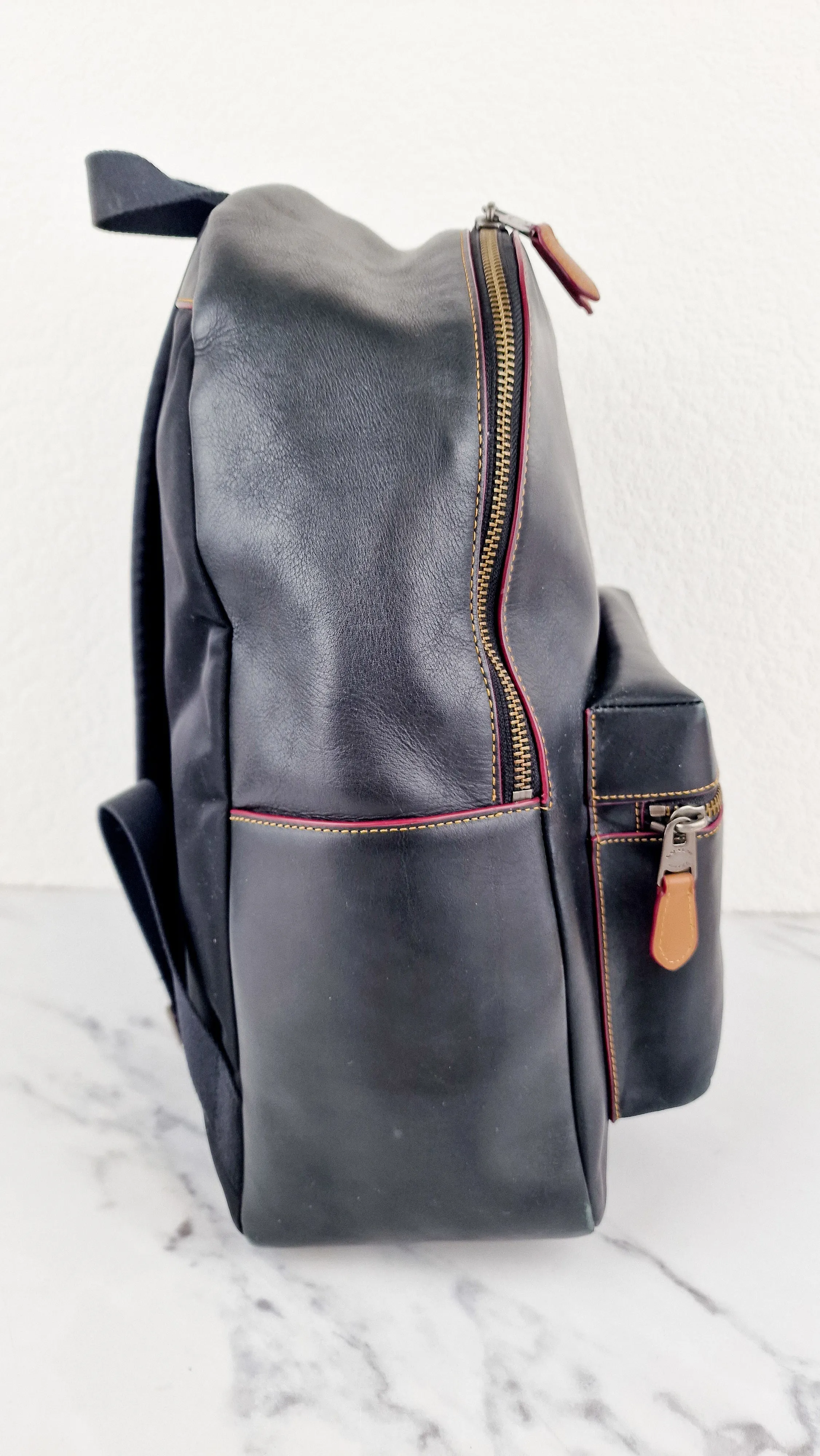 Disney x Coach Mickey Mouse Charlie Backpack in Black Smooth Leather Bag - Coach F59378