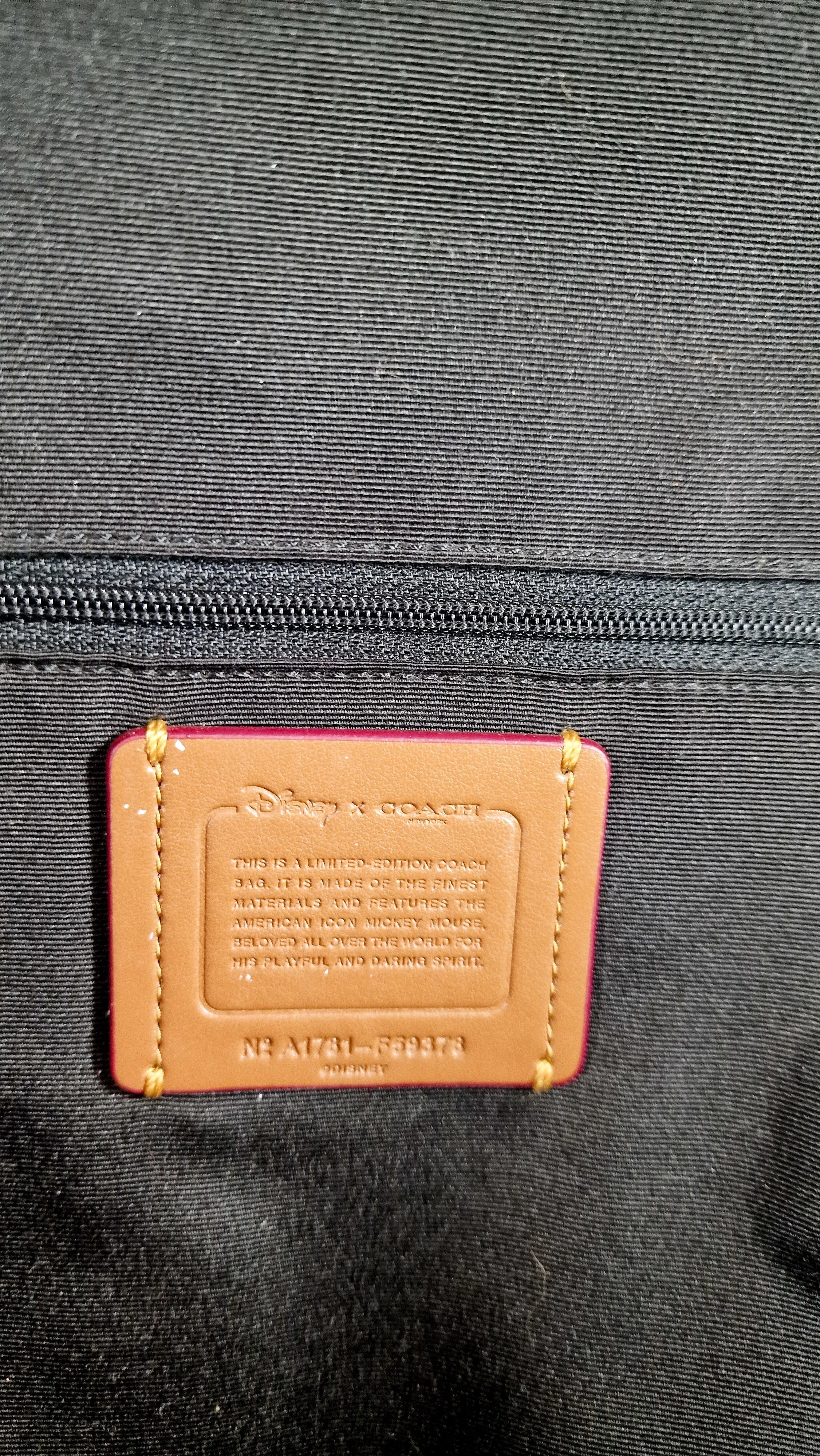 Disney x Coach Mickey Mouse Charlie Backpack in Black Smooth Leather Bag - Coach F59378