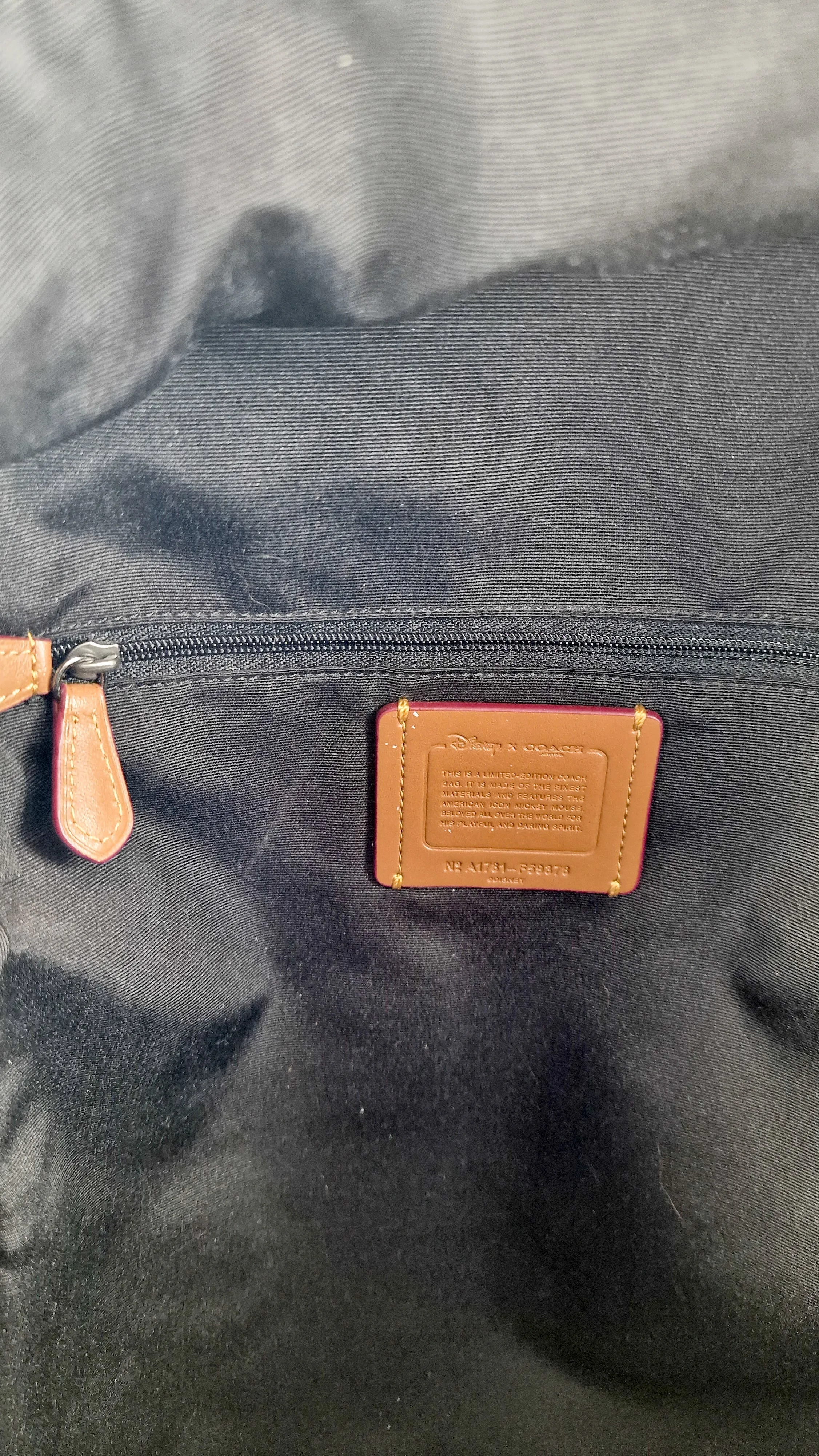 Disney x Coach Mickey Mouse Charlie Backpack in Black Smooth Leather Bag - Coach F59378