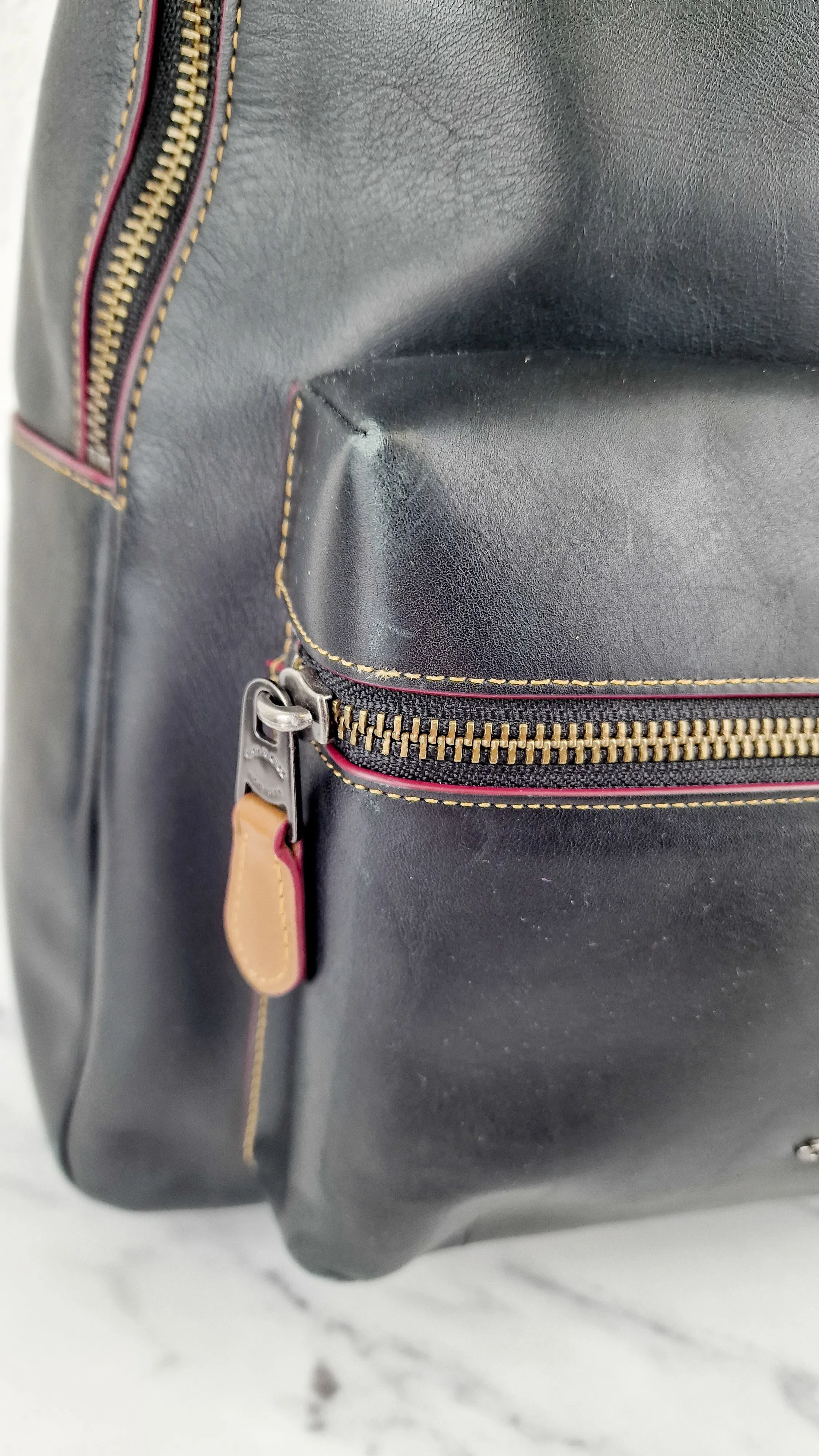 Disney x Coach Mickey Mouse Charlie Backpack in Black Smooth Leather Bag - Coach F59378