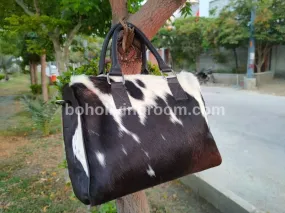 Exotic Black White Cowhide Fur Shoulder Bag